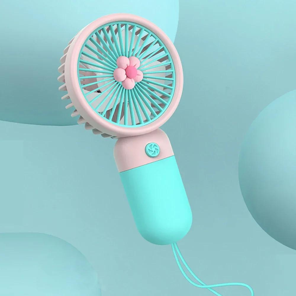 Summer Flower Mini Fan Portable Handheld Fan Cartoon Cute Student Desktop USB Charging Multiple Styles and Colors Fan