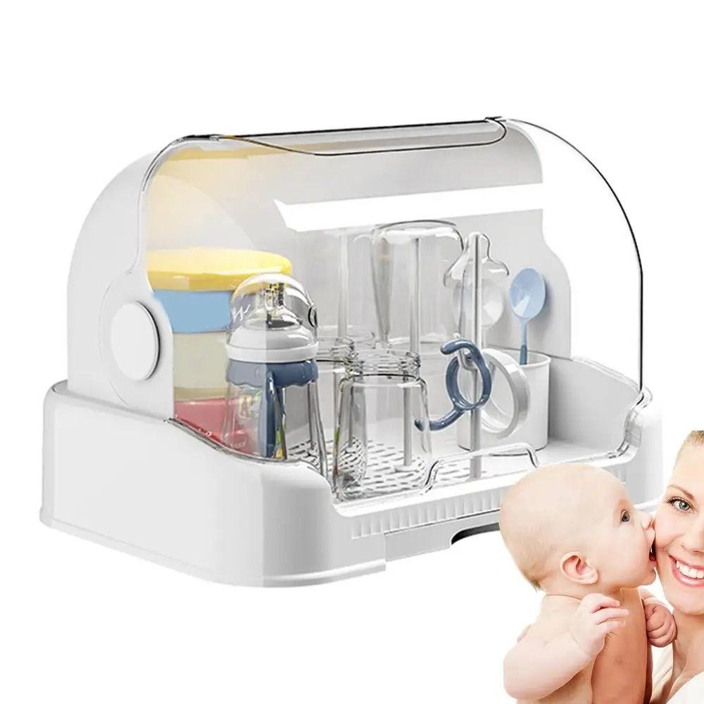 Plastový sušák na kojenecké lahvičky s krytem Sušička Prachotěsná krabička na lahvičky Úložná krabička na kojenecké lahvičky