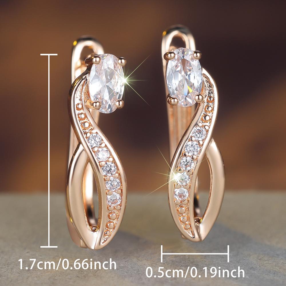 Simple Fashion White Zircon Drop Earrings for Women Gold Color Wedding Party Jewelry Gifts