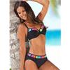 Set Bikini Stampati Nero e Blu a Vita Alta Costume da Bagno Donna Sexy Allacciatura Laterale Due Pezzi Costumi da Bagno 2025 Nuovi Costumi da Bagno da Spiaggia