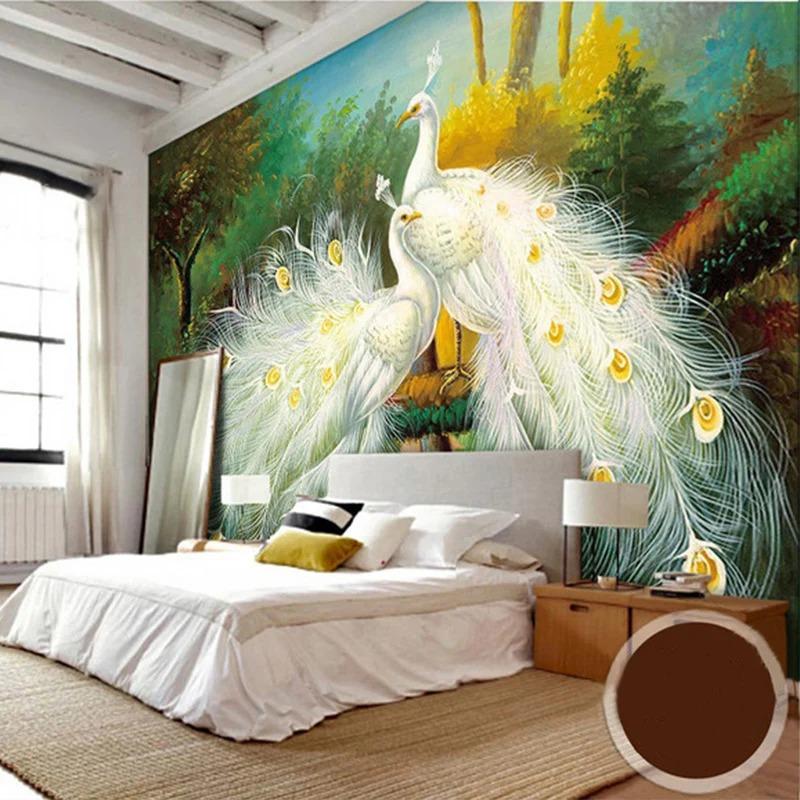Beautiful White Peacock 3d Mural Forest Landscape Wallpaper Fresco Living Room Restaurant Bedroom Wall Murals