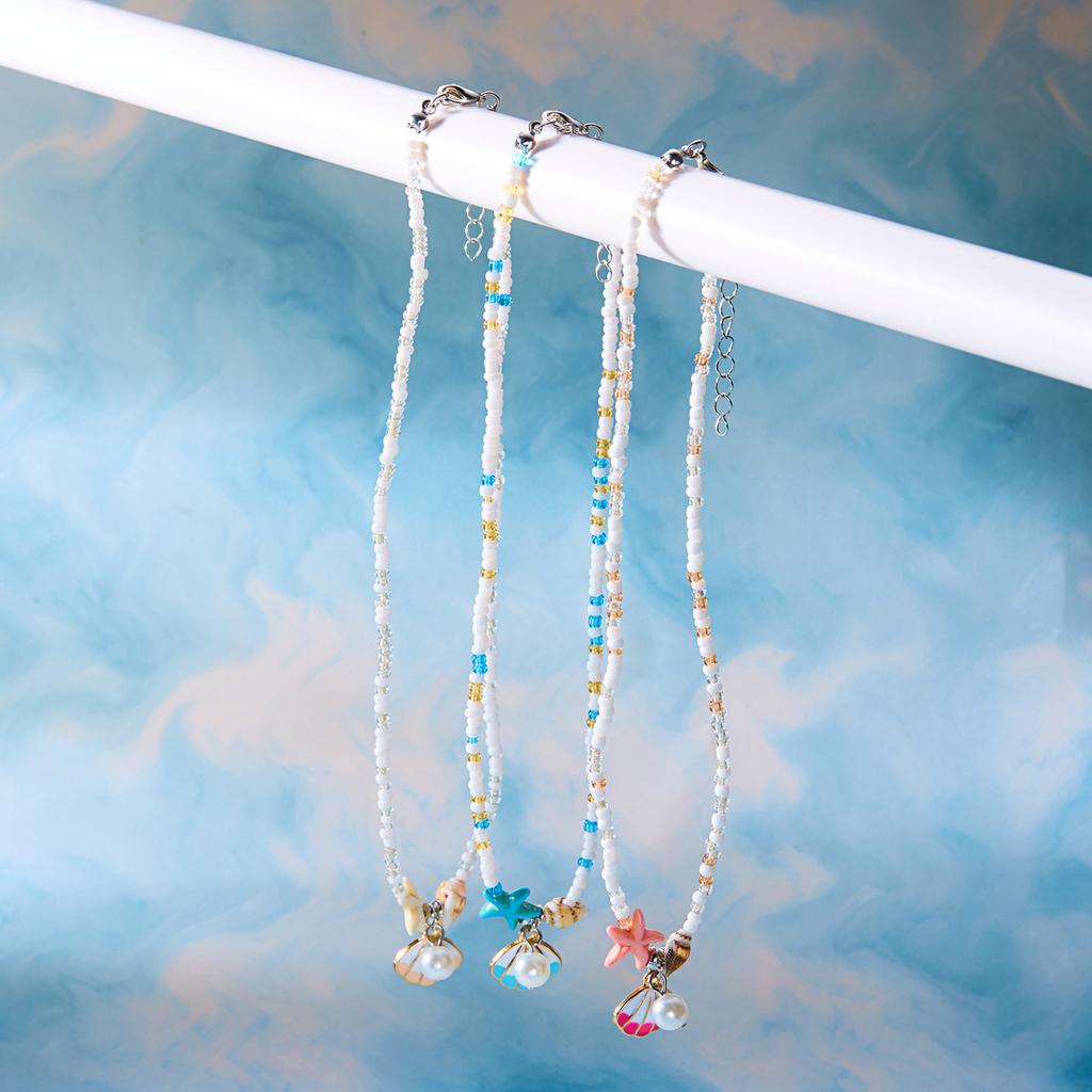 Beaded Necklace Shell Pendant Necklace Clavicle Chain Necklace Office Neck Jewelry Alloy Texture Perfect for Daily Party