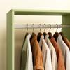Open Wardrobe On Wheels, Bedroom Wardrobe with Clothes Hanging Rail, 2 Storage Shelves, Mobile Garment Rack for Cloakroom, Hallway, Green