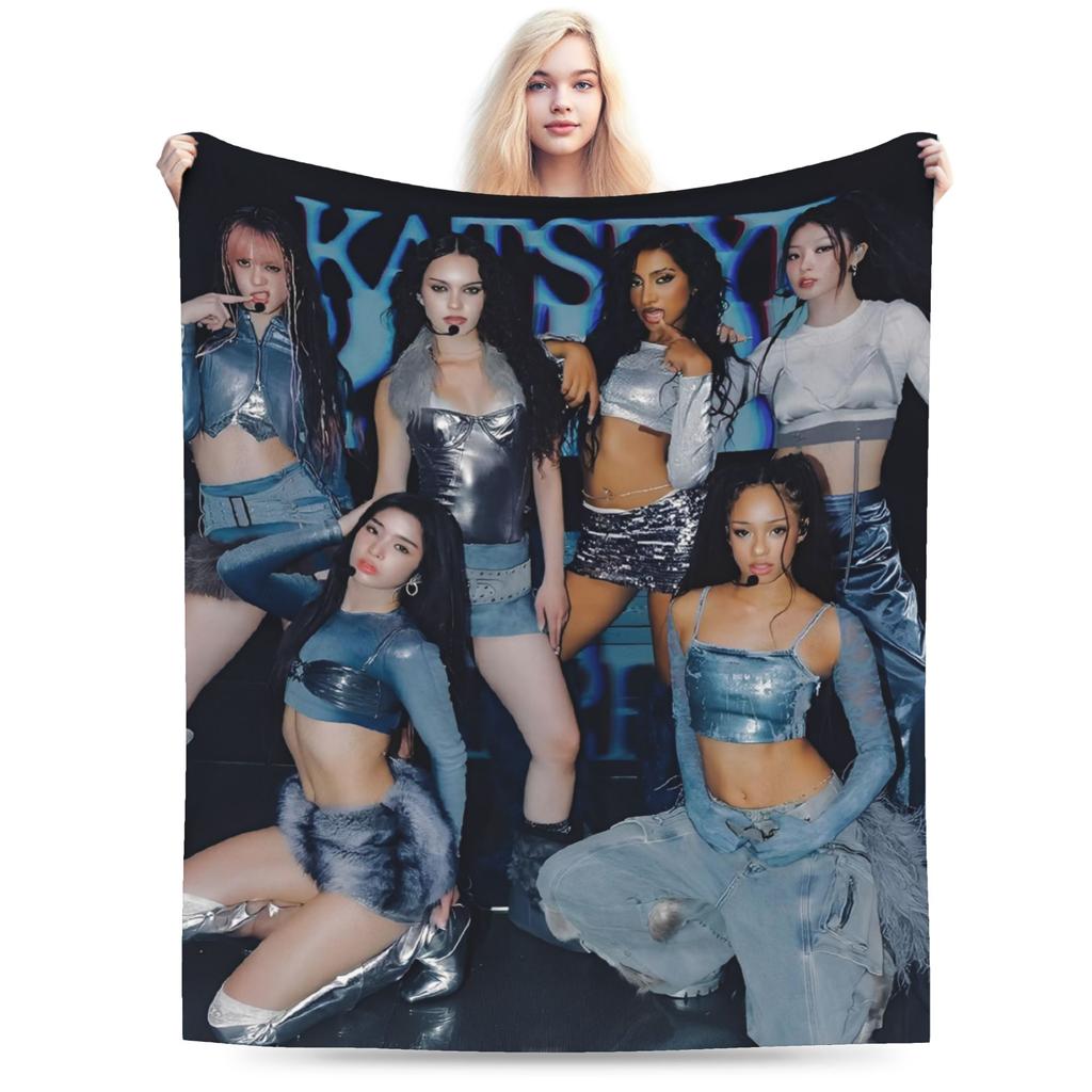 Katseye Kpop Gestrickte Decken Fleece Lara Manon Megan Leichte Überwurfdecke für Bettwäsche Sofa Bett Teppich