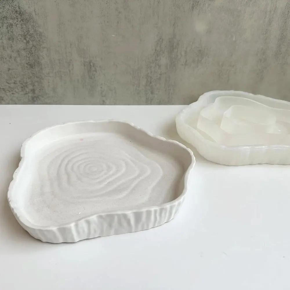 Wings Love Tray Silicone Mold DIY Tree Stump Dish Concrete Cement Plaster Resin Mold Storage Tray Plate Mould Home Decor