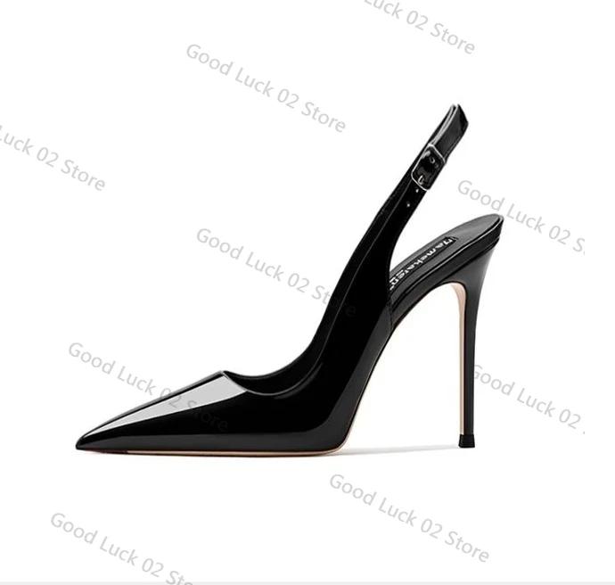 

Fashion Sexy high-heeled sandals with pointed tips and elegant 2025 summer patent leather strappy fashionable party women s shoes 35