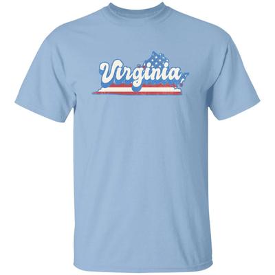 Virginia US Flag Unisex T-Shirt American Patriotic VI State Tee White Ash Blue