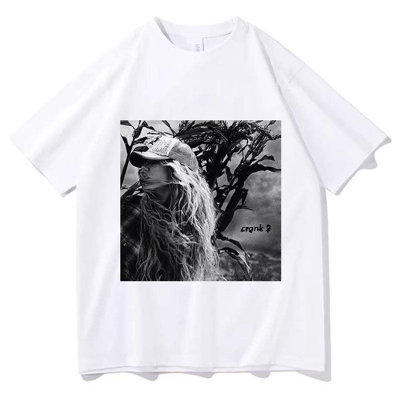 Crank 7 Black White American Country Portrait Vintage T-Shirt  American Hip Hop Unisex T-shirt Y2K Cotton Gothic Round T-shirt