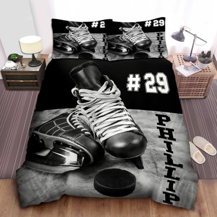 Zestaw poszewek na kołdrę Hokej na lodzie Sporty zimowe Hokej na lodzie Miękka mikrofibra Pościel z poszewką na poduszkę Dla chłopców, dziewcząt, dorosłych Poszewki na kołdrę