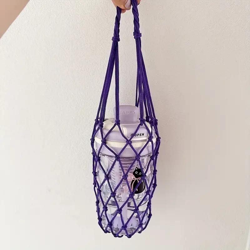 

1pc Hand-Woven Net Bag Water Cup Drink Coffee Portable Bag Reusable Hand-Held Water Kettle Bag Bag Decorative Net Bag Storage