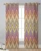 Ethnic Style Stripes Abstract Design Sheer Curtains for Living Room Decoration Window Curtains Kitchen Tulle Voile Curtains