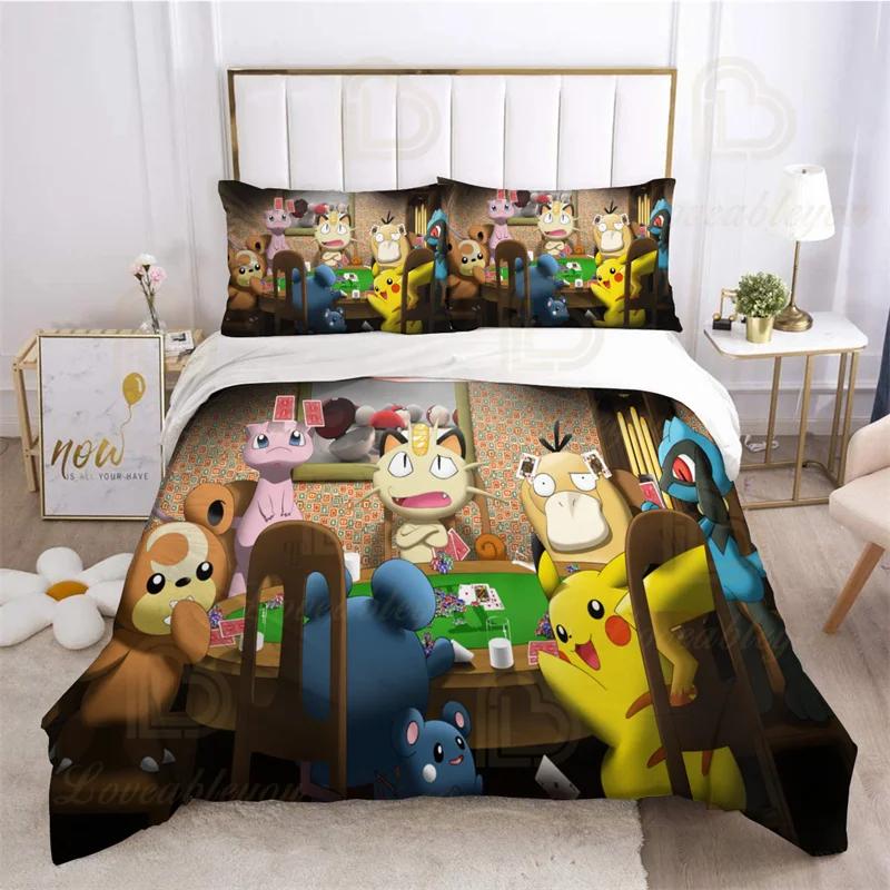 Mewtwo Bedding Set 3pcs EU AU US King Kids Duvet Cover Quilt Pillowcase Double Size Bedroom Bed Linen Decoration