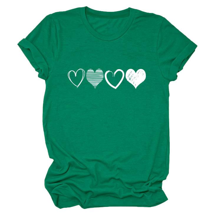 Fashion Trends Four Different Hollow-Out Love Women's Crew Neck Short Sleeve T-Shirts