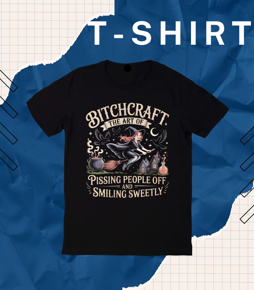 

Bitchcraft Funny Witch Shirt | Sarcastic Halloween Spell Cauldron Flying Hallo. M