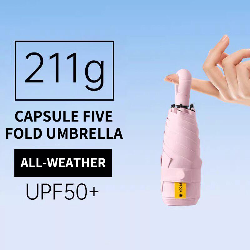 Uv Protection Mini Umbrella Ultralight 6-Fold Portable Sunshade For Women Outdoor Beach Travel Compact Windproof Quick Dry