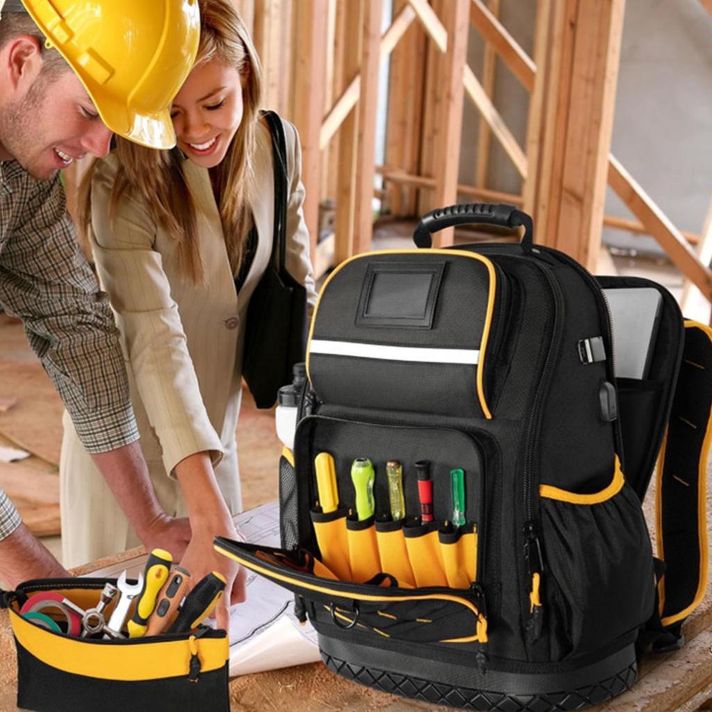 Electrician Backpack Hard Bottom Storage Organizer Tool Bag Organizer For Construction Site Repair Job Home Project Outdoor