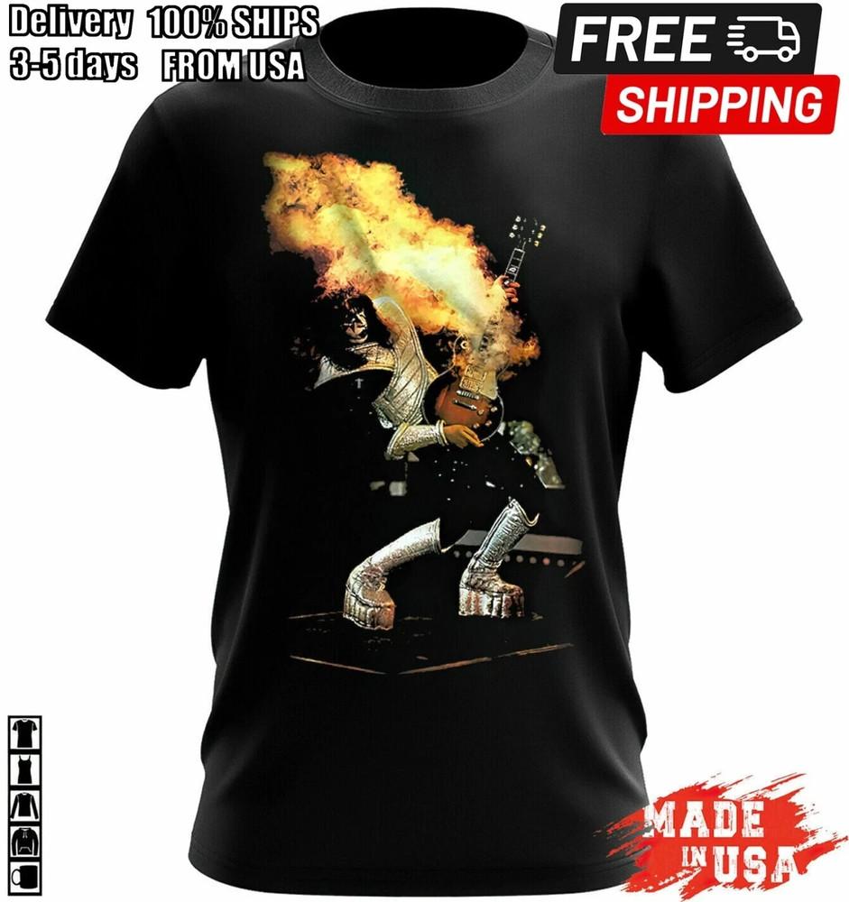 Vintage Ace Frehley Guitar Cotton Black S-234XL Unisex T Shirt Unisex T-Shirt XL