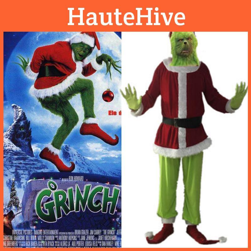 Auffälliges Grinch Cosplay Kostümset für Halloween-Maskeraden
