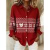 Christmas Women's Shirt Graphic Plaid Snowflake Elegant Vintage Tropical Long Sleeve Shirt Collar Regular Tops Daily Holiday