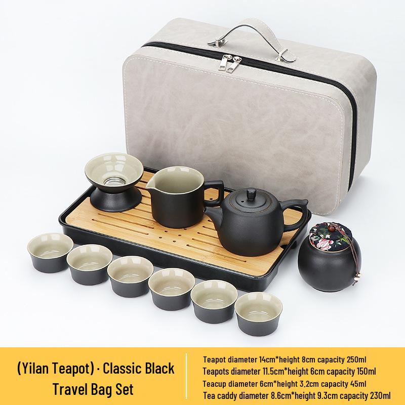 Portable Kung Fu Tea Set with Tray - Ideal for Outdoor Travel and Home, Perfect as a Chinese Business Gift