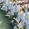 with Leaves Shyacinth Rattan Long Stem Silk Flower 3D Delphinium  Photo Props