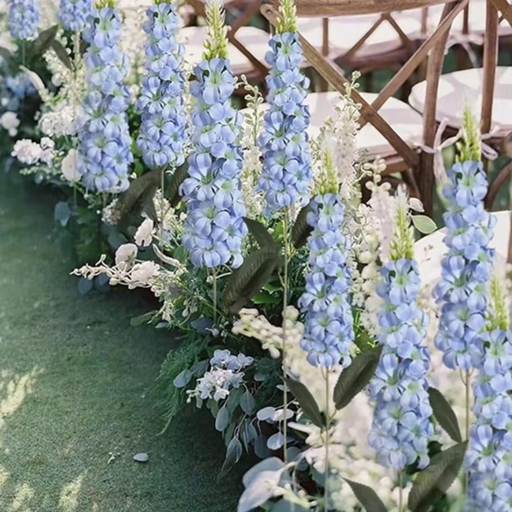 with Leaves Shyacinth Rattan Long Stem Silk Flower 3D Delphinium  Photo Props