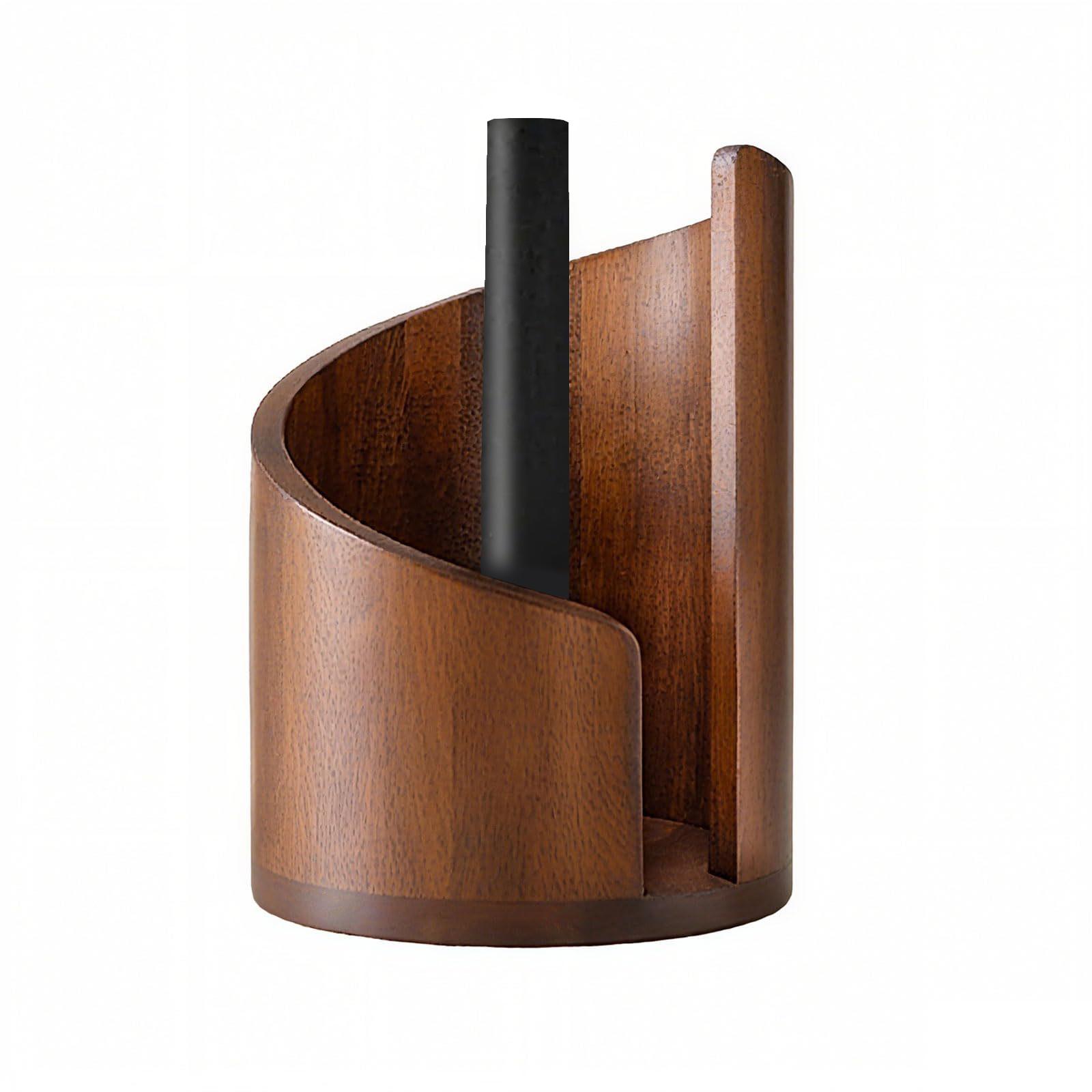 

Wooden Countertop Paper Towel Holder Wood Round Base & Metal Frame, Fits Regular One Size коричневый