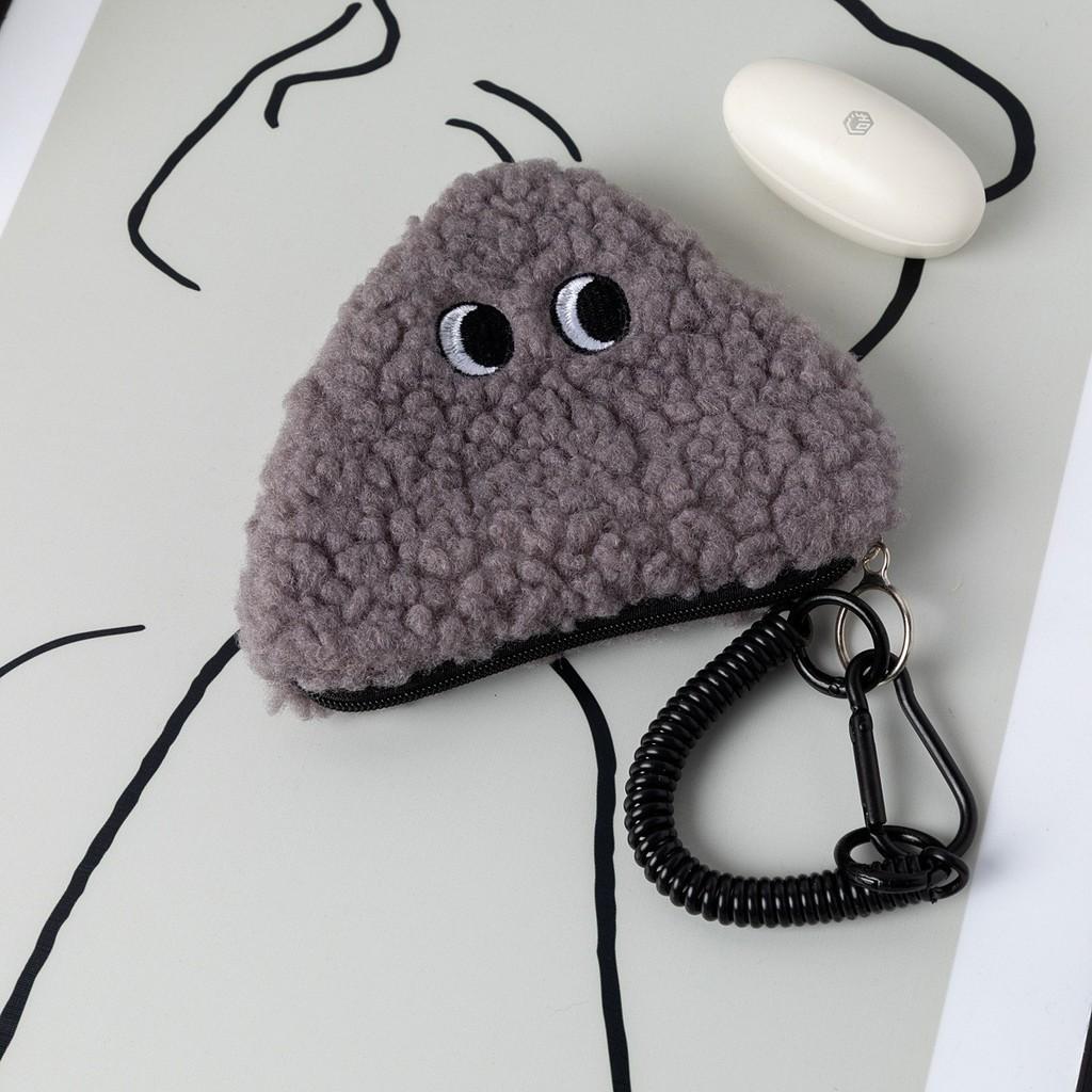 Cute Rice And Vegetable Roll Doll Plush Wallet Lightweight Polyester Hanging Storage Bag With Zipper Portable Niche Organizer