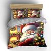 Festive Santa Christmas Scene Bedding Duvet Cover Set Duvet Cover Pillowcases  (1*Duvet Cover 2*Pillowcases, Without Duvet Insert)