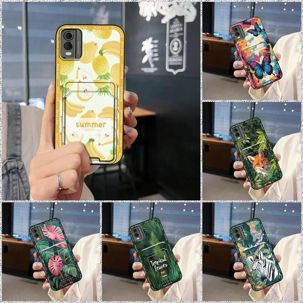 Cover Durable Phone Case For Nokia C32 Shockproof Card Slot Cute Silicone Waterproof Fashion Design TPU Protective