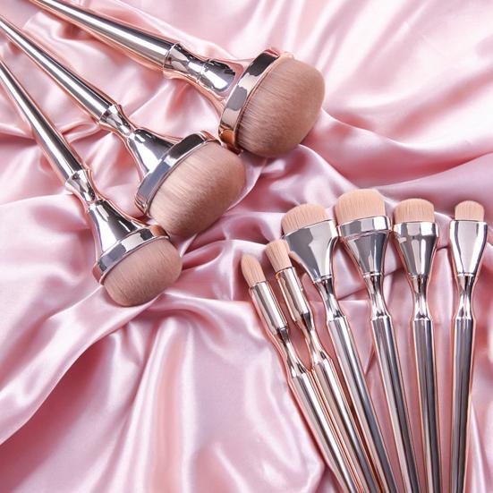 9 Stück Foundation Pinsel Wiederverwendbar Kratzfest Hochdichte Borsten Universell Einfach Aufzunehmen Damen Kosmetik Waschtisch Zubehör