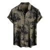Men's Short Sleeved Shirt, Daily Fashion Printed Button Top, Chest Pocket Cardigan