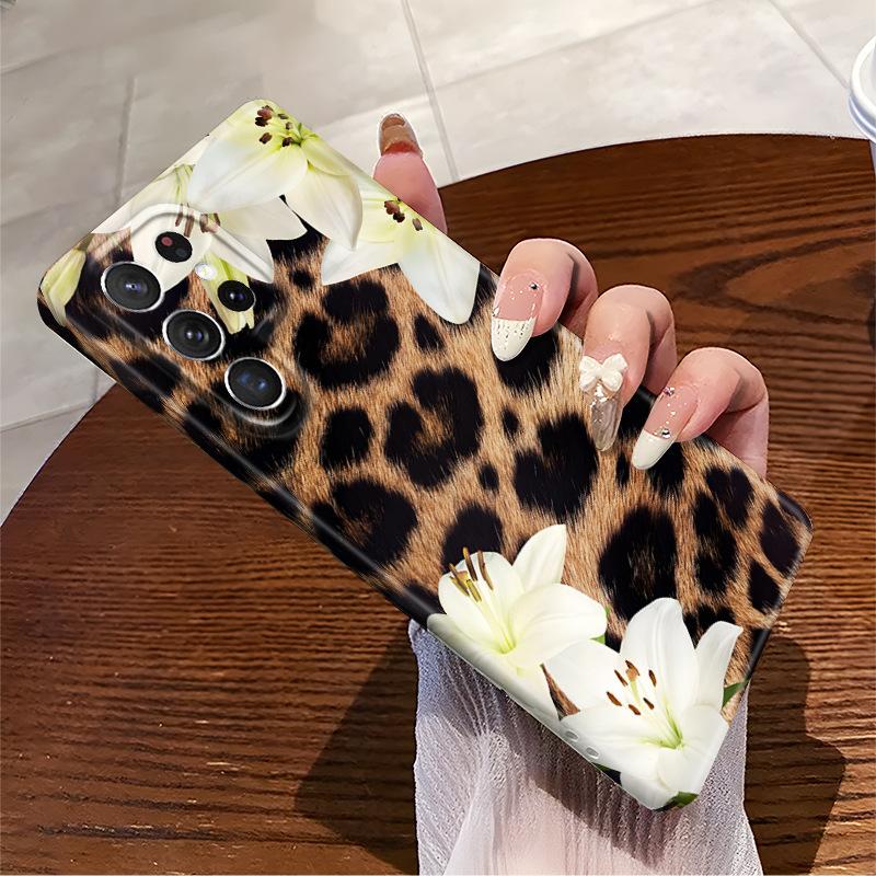 Popular Leopard Print Lily GalaxyS23plus Mobile Phone Case Personalized Samsung S25ultra Protective Case