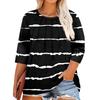 Women's Solid Color Round Neck Plus Size Tops 3/4 Sleeves Elegant Shirt Tops