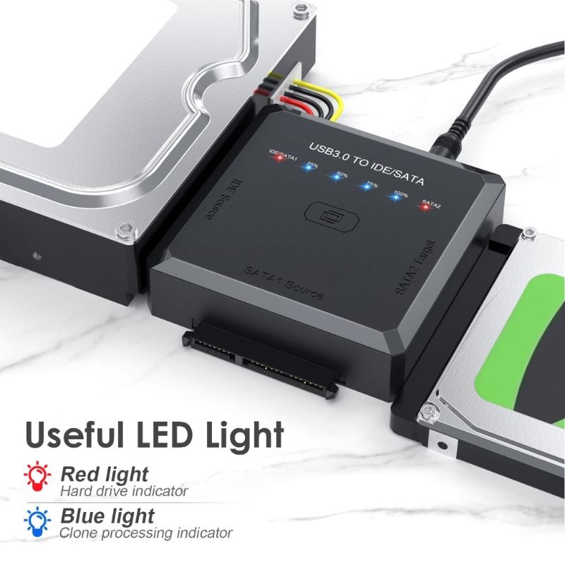 Multifunktions-Festplatten-Schnittstellen-Adapter, USB 3.0 auf SATAs/IDE für 2,5"/3,5" Laufwerke mit One-Touch-Backup, Netzteil im Lieferumfang enthalten