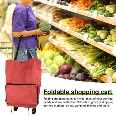 Folding Shopping Cart Trolley Bag with Wheels Large Capacity Foldable Design Waterproof Shopping Bag Portable Hand-Pulling Grocery Bag