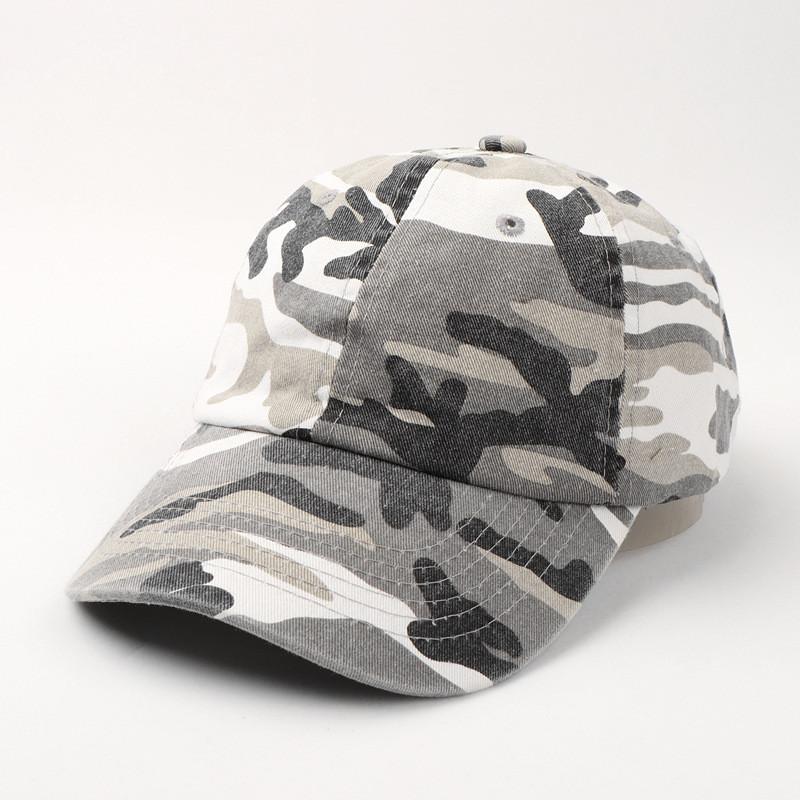 Cotton Washable Camouflage Baseball Cap With Curved Brim For Summer Casual Wear