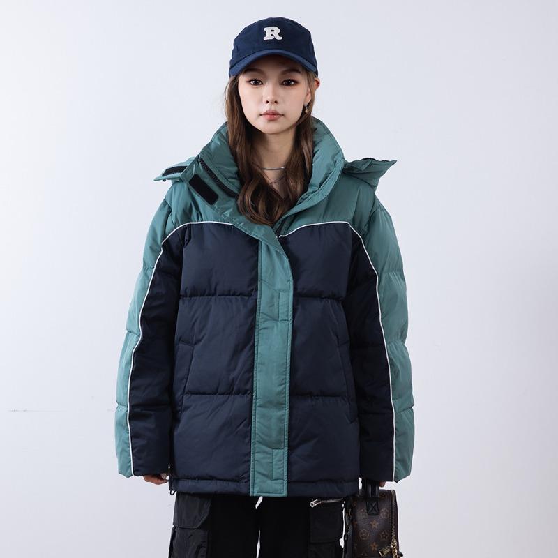 Feather New White Duck Down Hooded Thickened Winter New Splicing Design Jacket Down Jacket Women