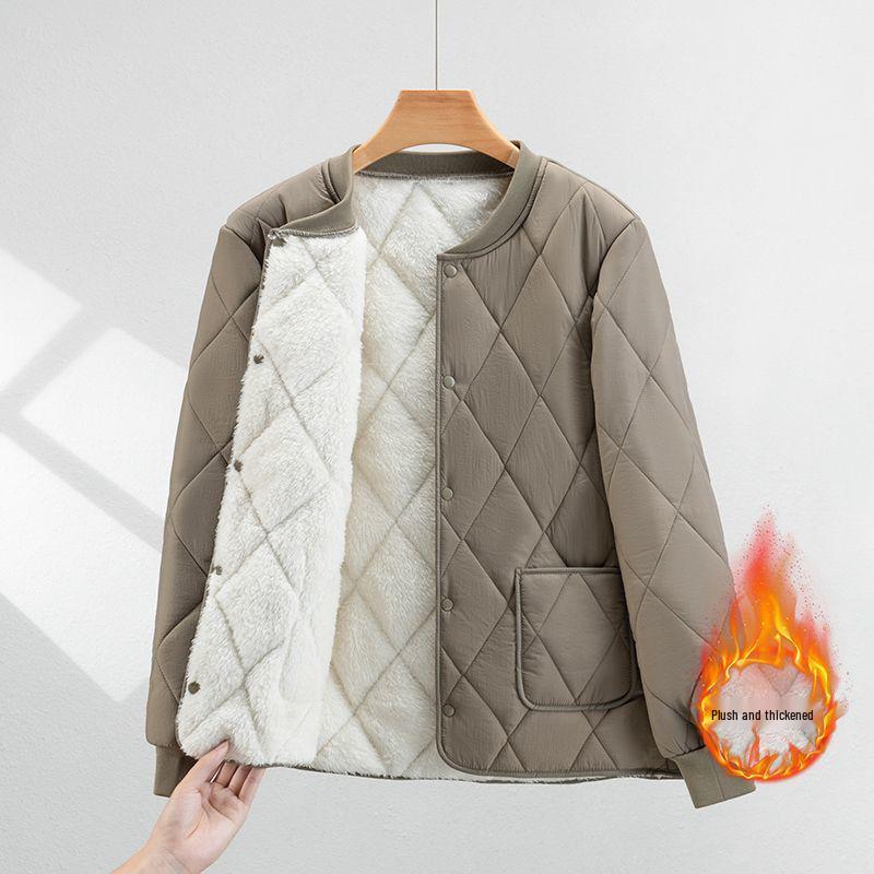 Men's Plus Size Lambswool Cotton Jacket - Autumn Winter Warm, Velvet-Lined, Thick, Short Collar, Loose Fit, Versatile Design