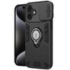 For iPhone 16 Plus Case Slide Camshield Kickstand PC+TPU Phone Cover