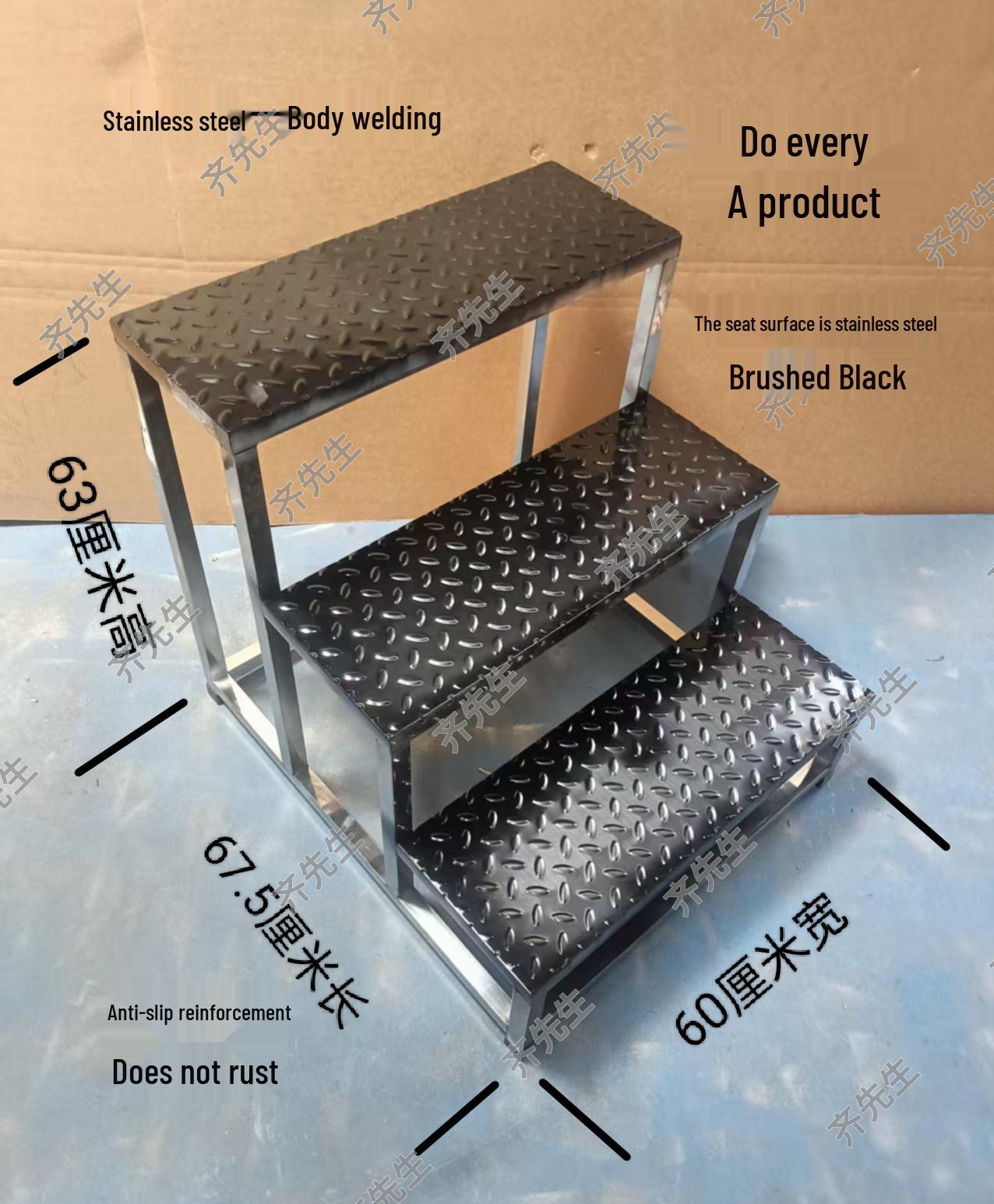 All Stainless Steel Non-Slip Multi-Step Ladder Stool with Welded Construction Multifunction Folding Ladder - One Step