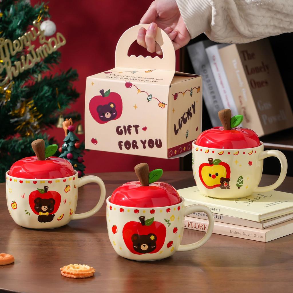 Kreative hochwertige Apfeltasse zum Verschenken an Freunde und Schwestern Wasserbecher mit Deckel Praktisches Geburtstagsgeschenk Bedeutungsvoll