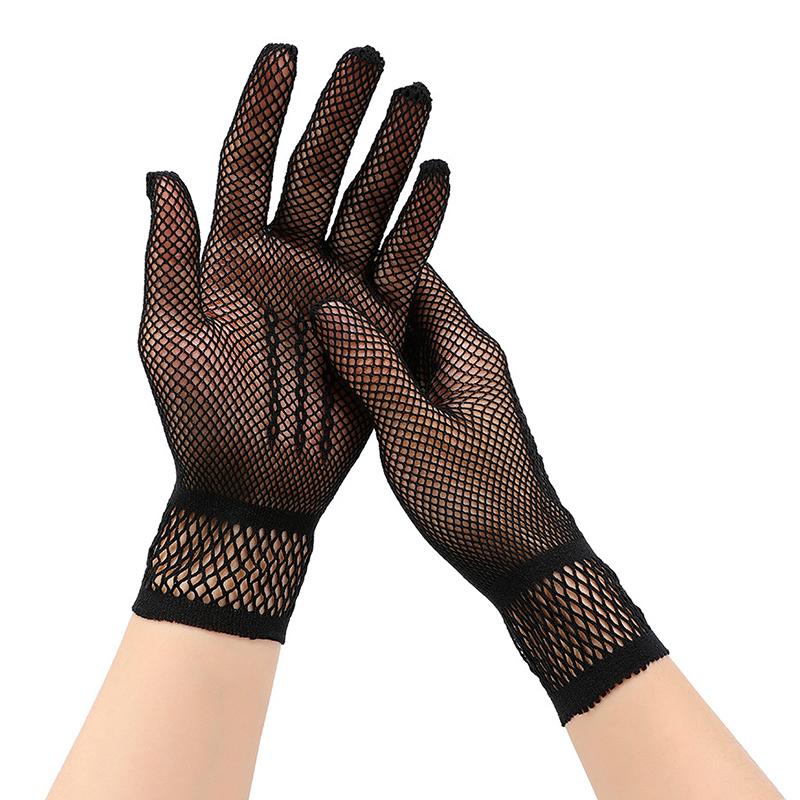1 Pair  Sale Fishnet Mesh Glove  Women Lady Girl Glove Protection Lace Elegant Lady Style Gloves Black And White