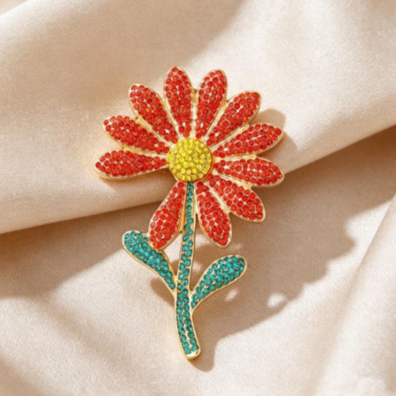 Decorative Rhinestone Flower Brooch for Women Girls Fancy Detail for Every Outfit
