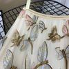   Women Summer Sequin Embroidered Mesh Skirt Loose Thin Casual Double Layer Skirt