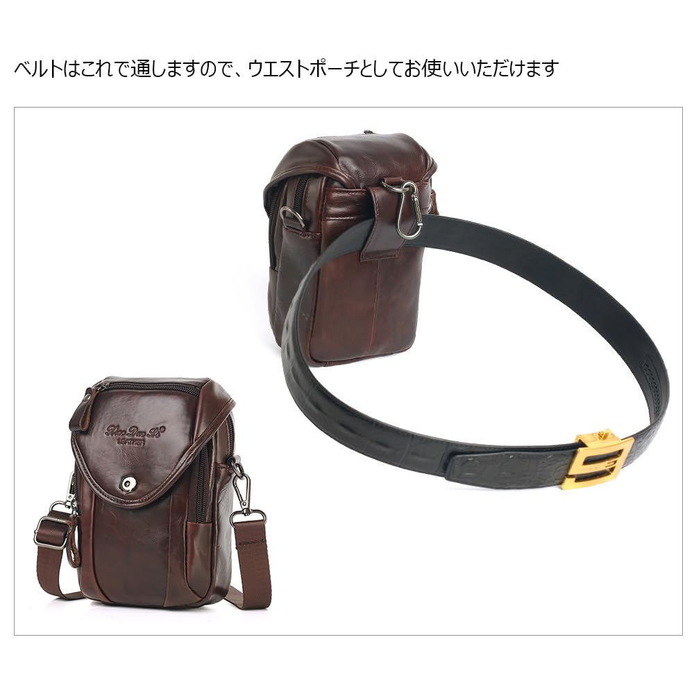 Whatna Cowhide Mini One Shoulder Bag Mini Waist Bag Waist Pouch Motorcycle Belt Bag Hip Bag Thick Leather Genuine Leather Unisex Mini Crossbody Bag