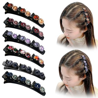 Sparkling Crystal Stone B-raided Hair Clips, Double Bangs Hair Clips B-raided Hair