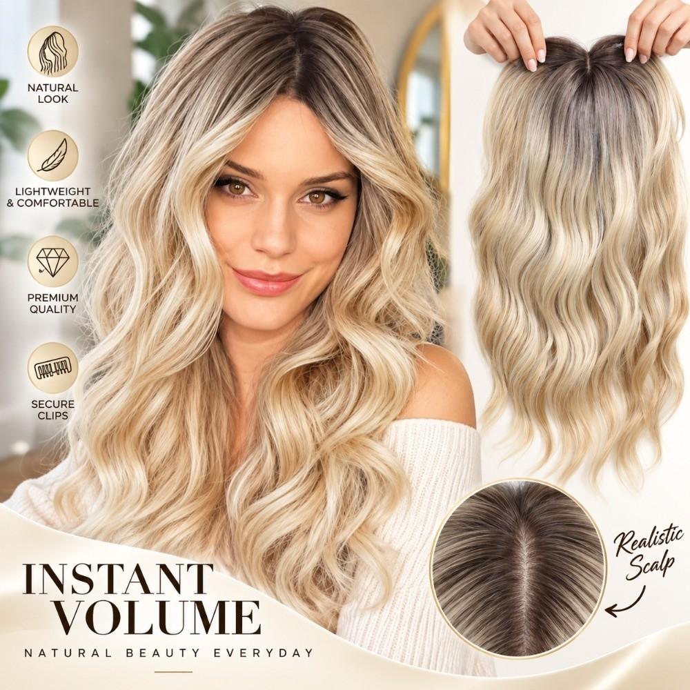 Extension de Cheveux Bouclés 16 Pouces Couverture à 360° Perruques pour Femmes Topper Cheveux Longs Ondulés Topper Cheveux Amincis
