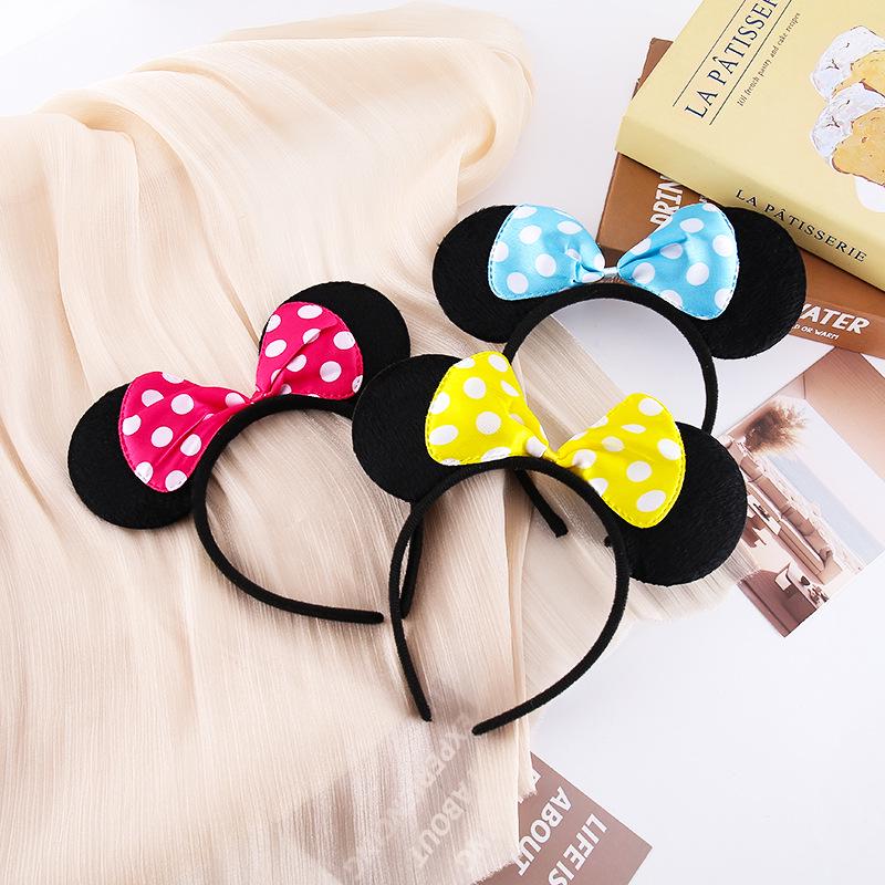 Mickey Mouse Ears Headband with Minnie Bow for Children's Festival and Party