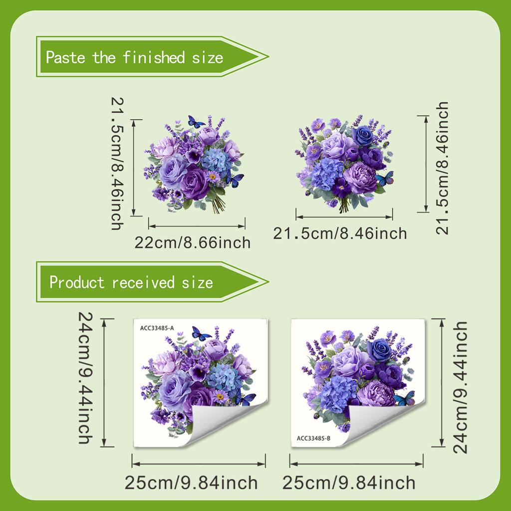 A Purple-toned Floral Toilet Paper Roll Set with Waterproof Self-adhesive Feature for Bathroom Wall Stickers